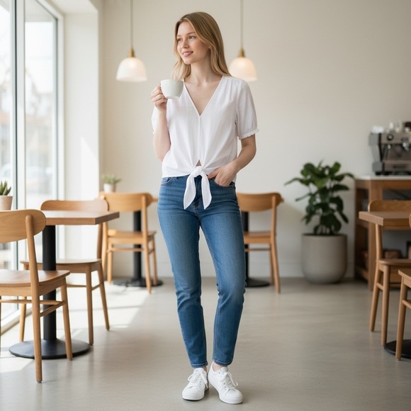 Lucky Brand Short Sleeve Wrap Elegant Top Women size Small - Picture 10 of 11